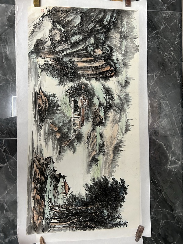 古玩字畫梁永亮老師《溪山圖》拍賣,當前價格655元