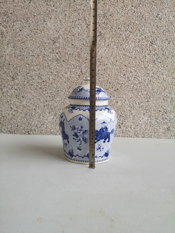 古玩陶瓷人物紋青花蓋罐拍賣,當前價格398元