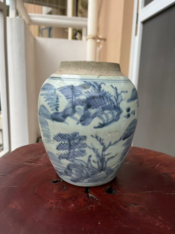 古玩陶瓷青花山水紋青花罐拍賣,當(dāng)前價(jià)格688元