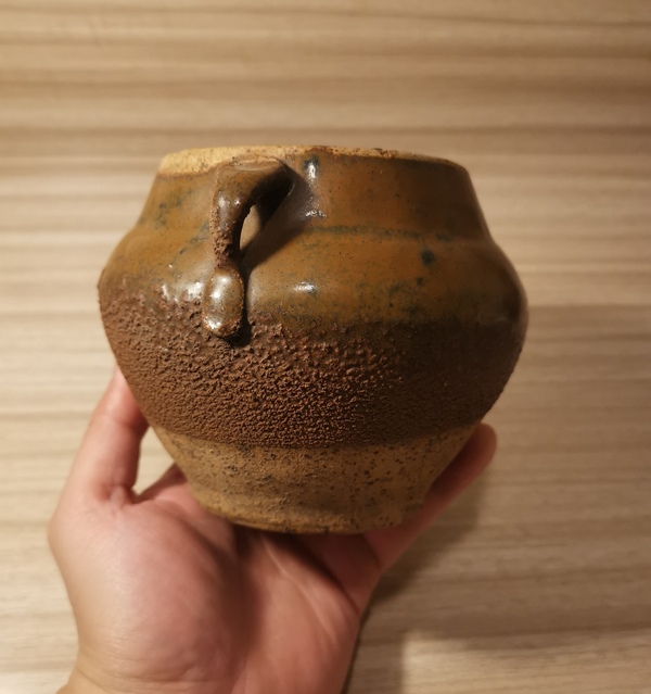 古玩陶瓷明磁州窯褐釉雙系罐拍賣,當前價格500元