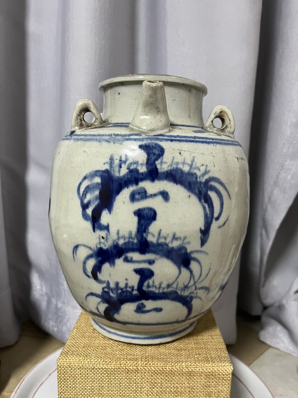 古玩陶瓷清中期花卉紋青花四系壺拍賣,當前價格1200元