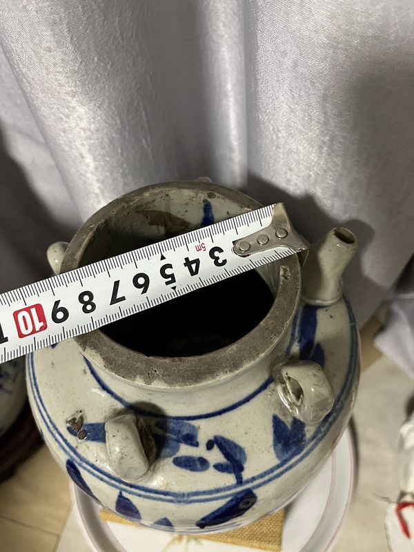 古玩陶瓷清中期花卉紋青花四系壺拍賣,當前價格1200元