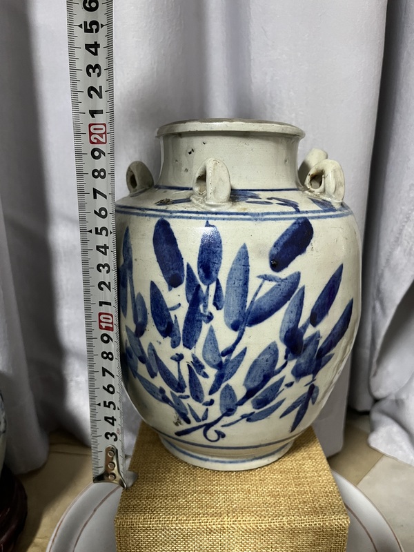 古玩陶瓷清中期花卉紋青花四系壺拍賣,當前價格1200元