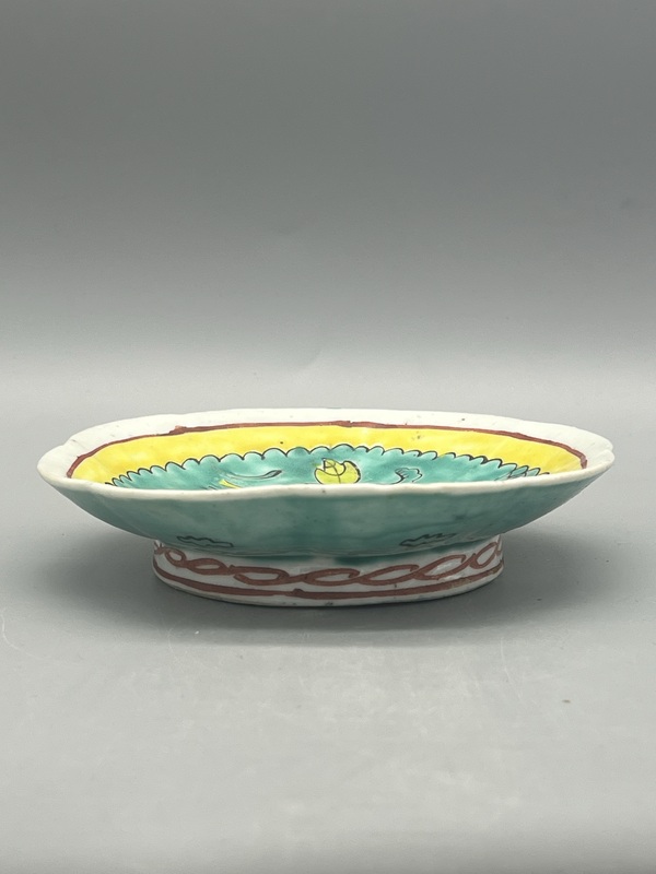古玩陶瓷清同治松石綠釉一品富貴海棠盤拍賣,當前價格566元