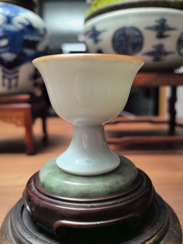 古玩陶瓷康熙粉青釉高足杯拍賣,當前價格4000元