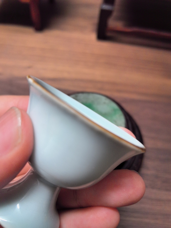 古玩陶瓷康熙粉青釉高足杯拍賣,當前價格4000元