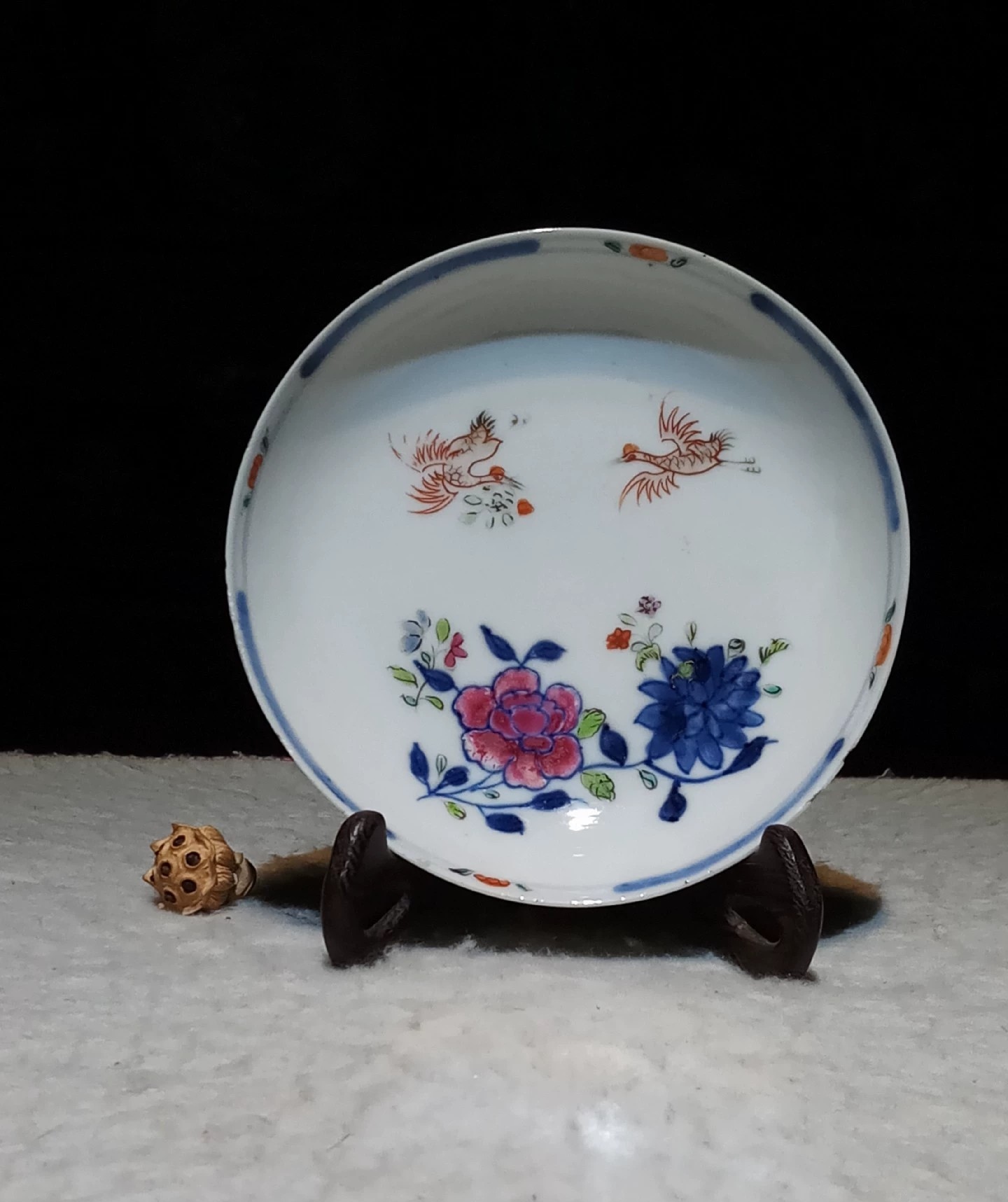 中国古玩 清代 染付竹・童子絵丸皿 中国 中国美術 骨董品 古美術
