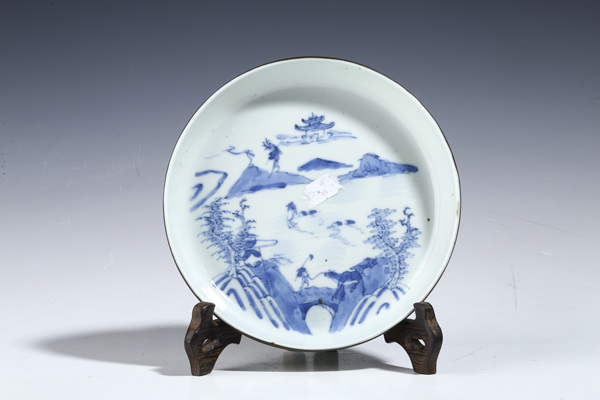 古玩陶瓷晚清·青花漁樵耕讀紋洗拍賣,當(dāng)前價(jià)格1550元