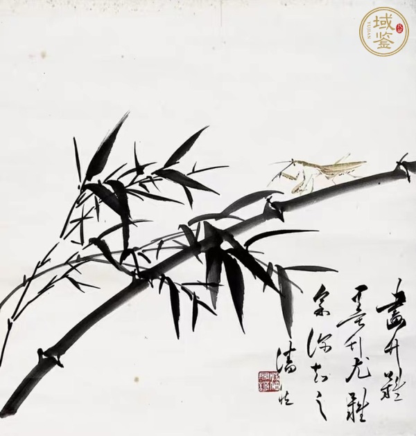 古玩字畫潘君諾《墨竹螳螂》真品鑒賞圖