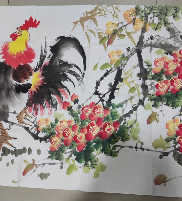 古玩字畫中美協(xié)會(huì)員名家曹珊珊 金雞鳴春帶合影拍賣,當(dāng)前價(jià)格228元