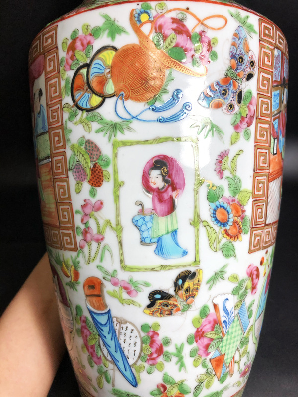 古玩陶瓷廣彩暗八仙夔龍紋描金開窗西廂記人物故事軟棒槌瓶拍賣,當前價格6000元