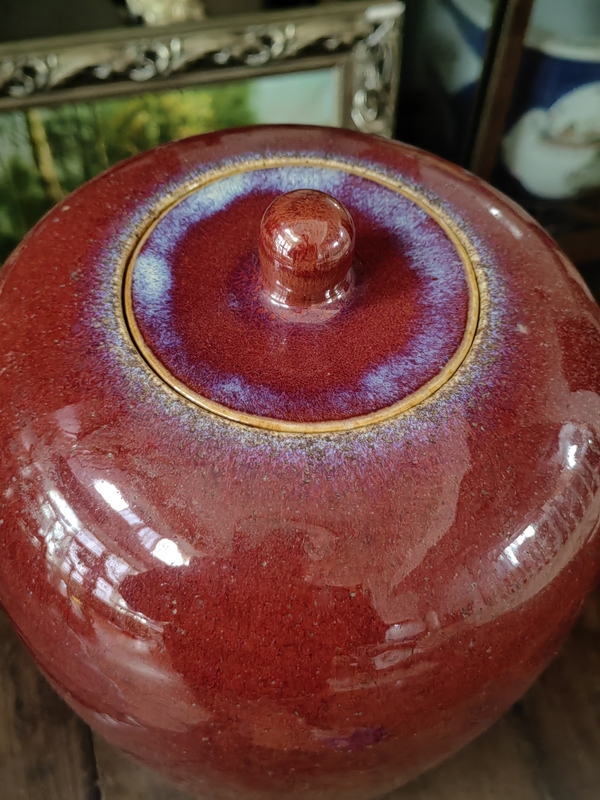 古玩陶瓷窯變紅釉冬瓜罐拍賣,當前價格9800元