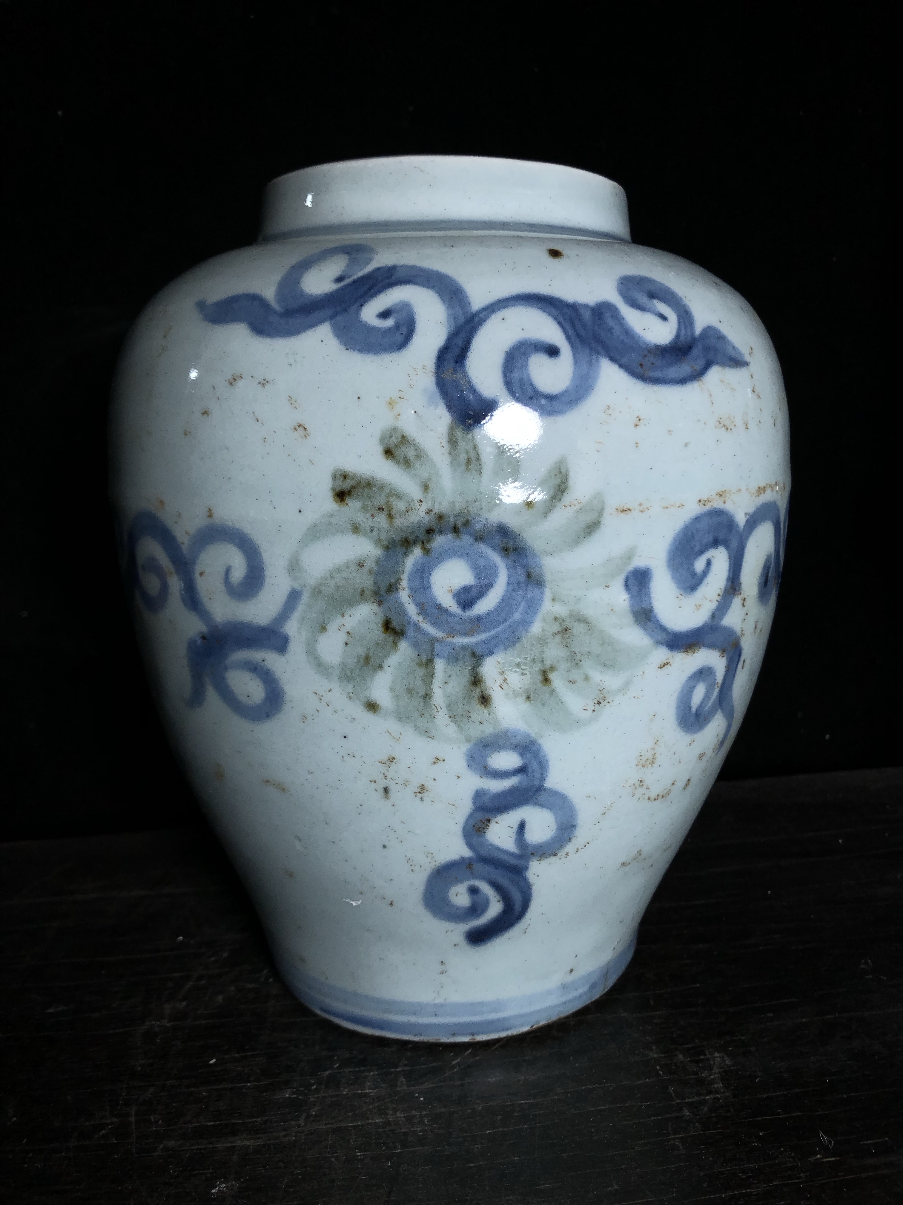 李朝 青花花卉紋壺 古美術（瓏 陶磁器 青花瓷花卉紋沖天耳香薰炉