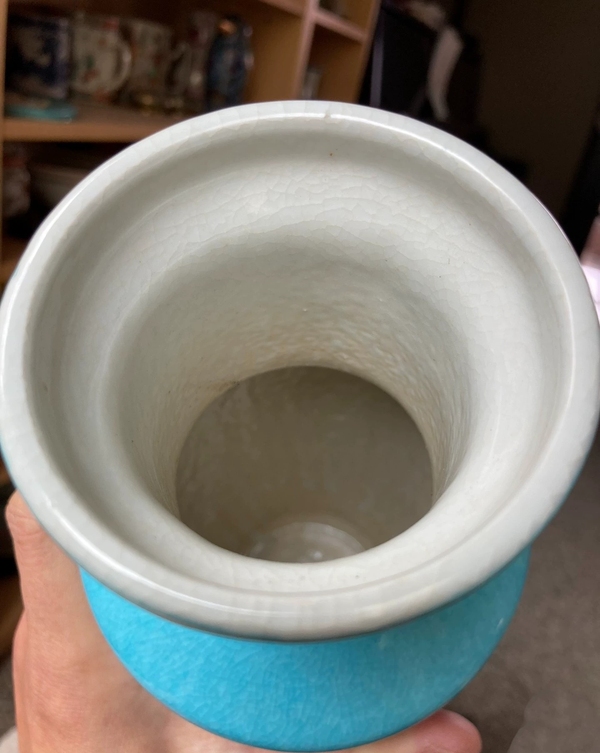 古玩陶瓷孔雀藍釉棒槌瓶 賞瓶拍賣,當前價格4500元