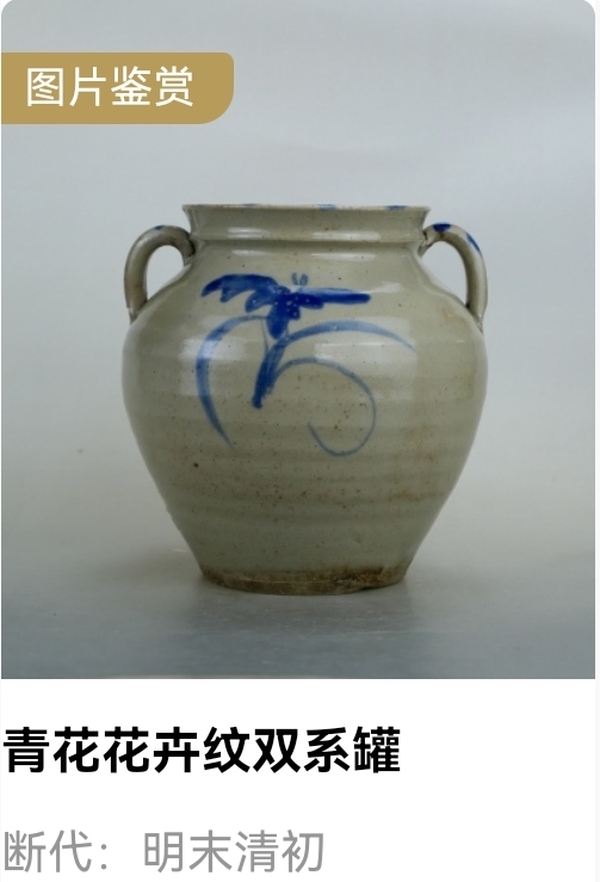 古玩陶瓷精美.明清青花花卉紋雙系罐拍賣,當(dāng)前價(jià)格500元