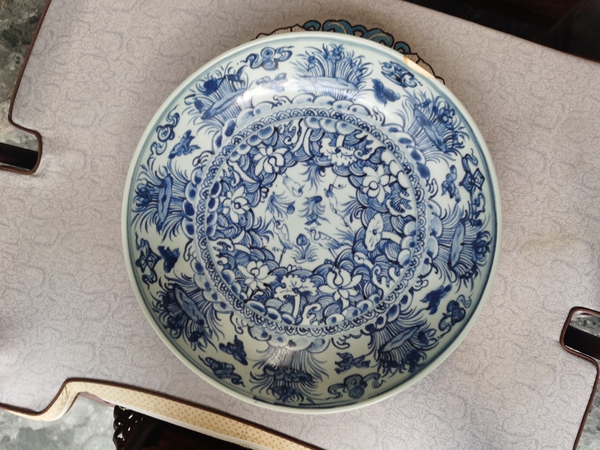 古玩陶瓷青花滿池矯圖大盤拍賣,當前價格21000元
