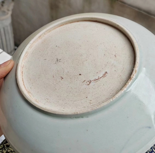古玩陶瓷清中期青花釉里紅喜鵲登梅圖盤拍賣，當前價格1200元