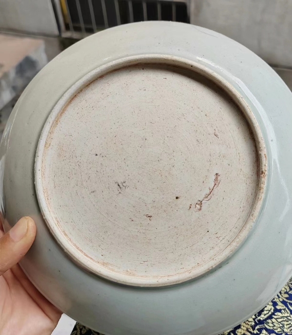 古玩陶瓷清中期青花釉里紅喜鵲登梅圖盤拍賣，當前價格1200元