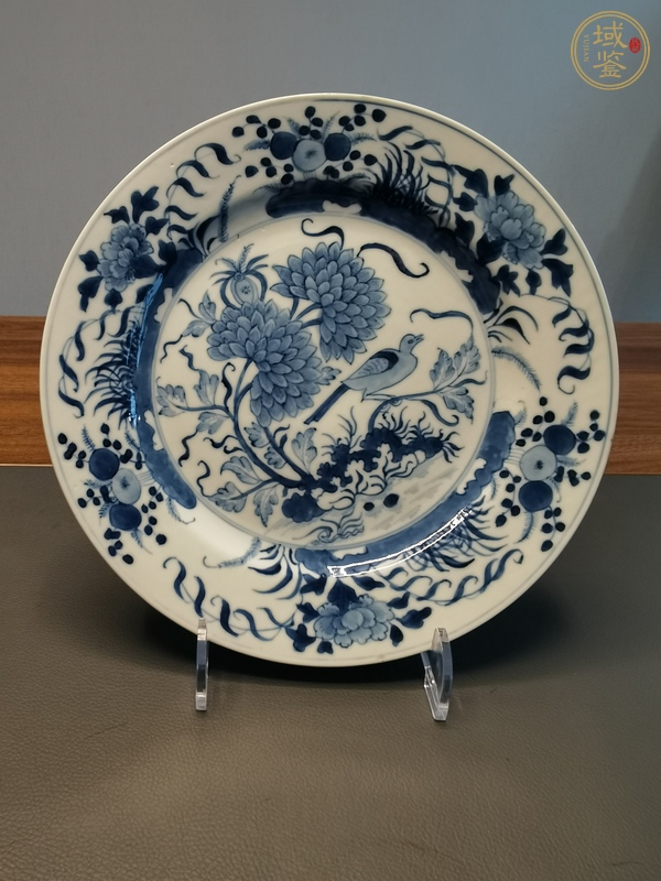 古玩陶瓷青花花鳥盤真品鑒賞圖