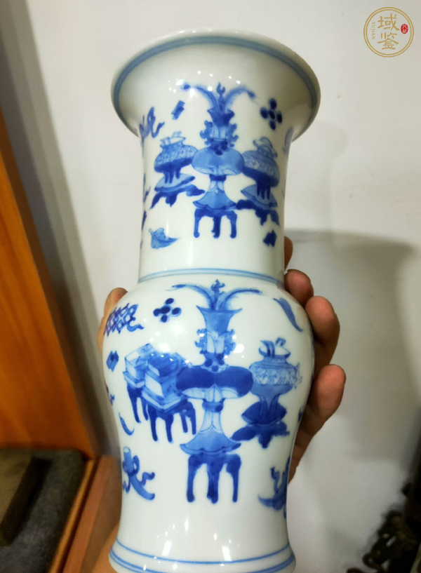 古玩陶瓷博古圖青花花觚真品鑒賞圖