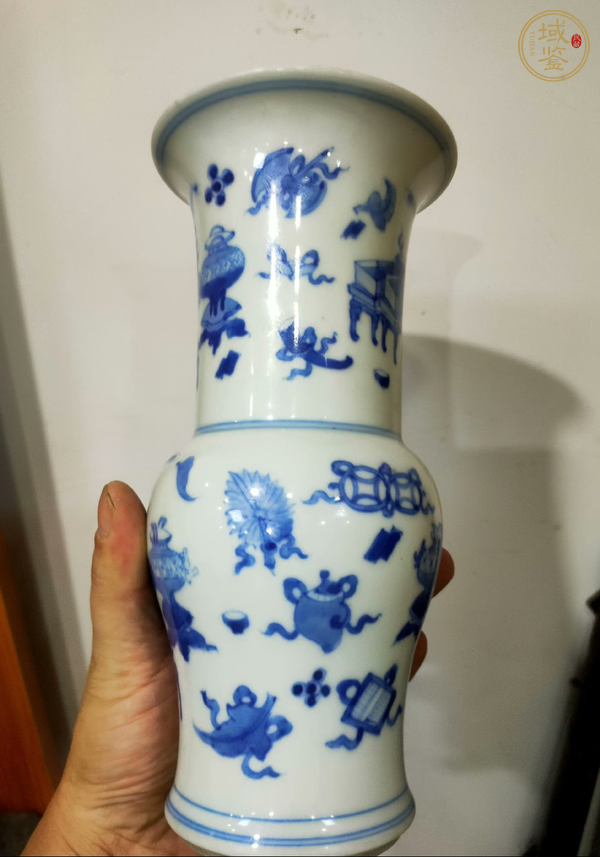 古玩陶瓷博古圖青花花觚真品鑒賞圖