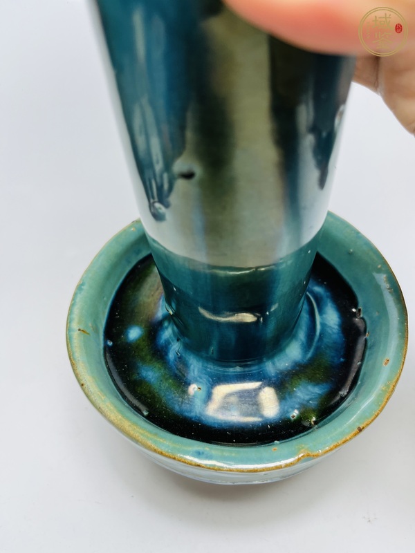 古玩陶瓷清末民初·窯變釉燭臺真品鑒賞圖