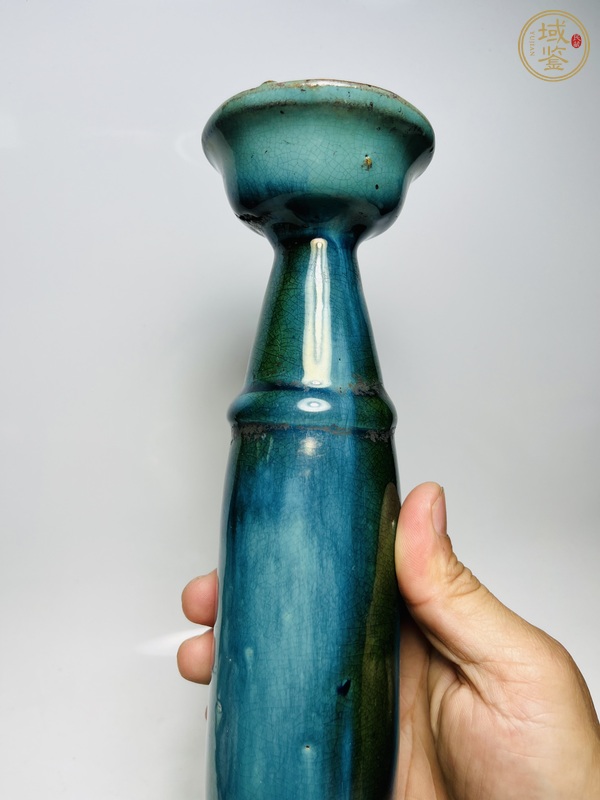 古玩陶瓷清末民初·窯變釉燭臺真品鑒賞圖