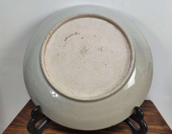 古玩陶瓷清中期青花釉里紅喜鵲登梅圖盤拍賣，當前價格1200元