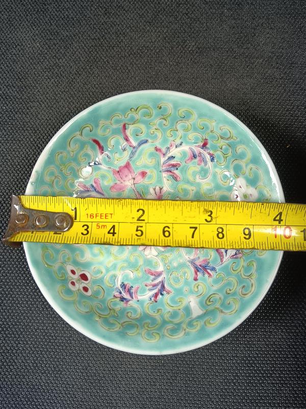 古玩陶瓷(全品)民國松石綠釉洋蓮賞盤拍賣,當(dāng)前價(jià)格450元