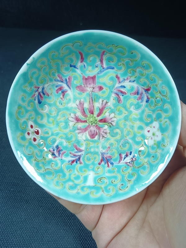 古玩陶瓷(全品)民國松石綠釉洋蓮賞盤拍賣,當(dāng)前價(jià)格450元
