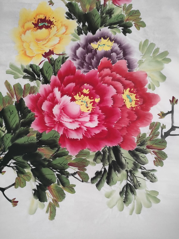 古玩字畫牡丹畫院張浪伯款寫意牡丹拍賣,當前價格180元