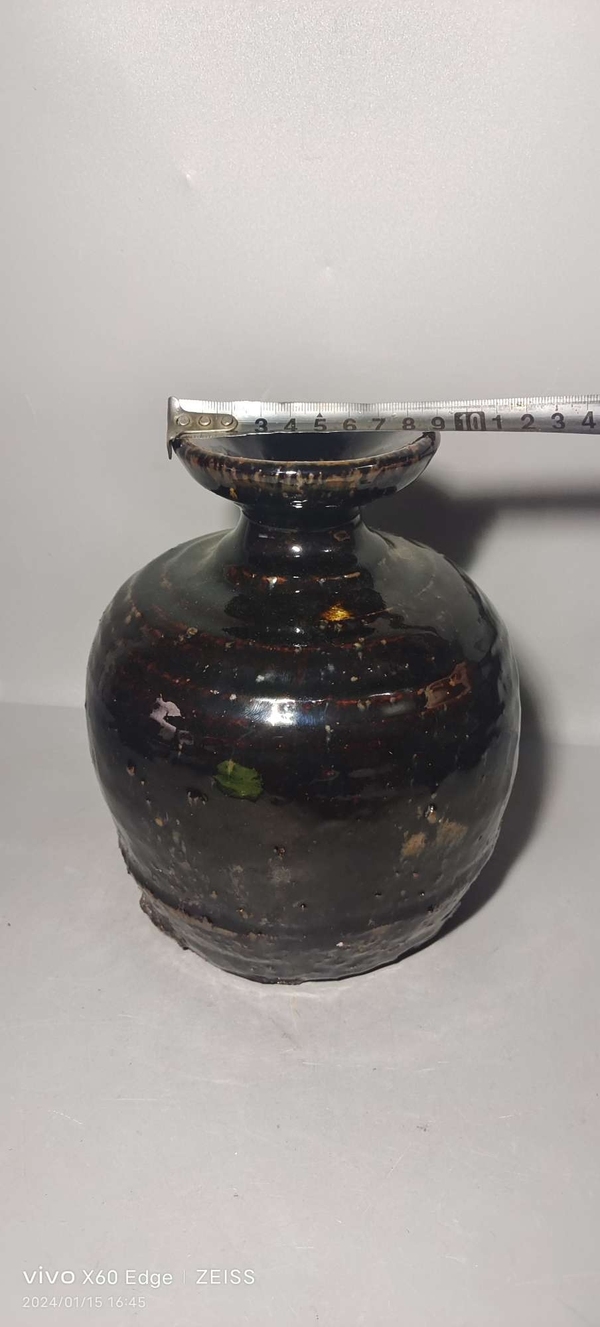 古玩陶瓷明末烏金黑釉瓶拍賣,當前價格166元