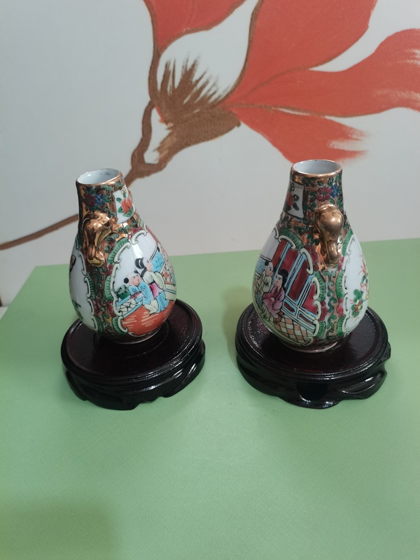古玩陶瓷人物花鳥蝶紋廣彩瓶拍賣,當前價格1280元