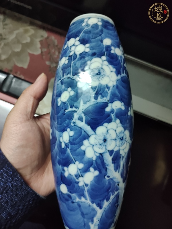 古玩陶瓷青花冰梅橄欖瓶真品鑒賞圖