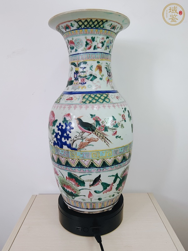 古玩陶瓷清晚·粉彩花鳥博古紋瓶真品鑒賞圖