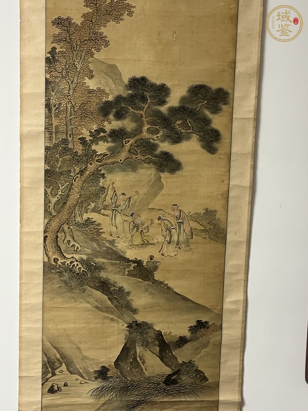 古玩字畫寫意山水人物立軸真品鑒賞圖