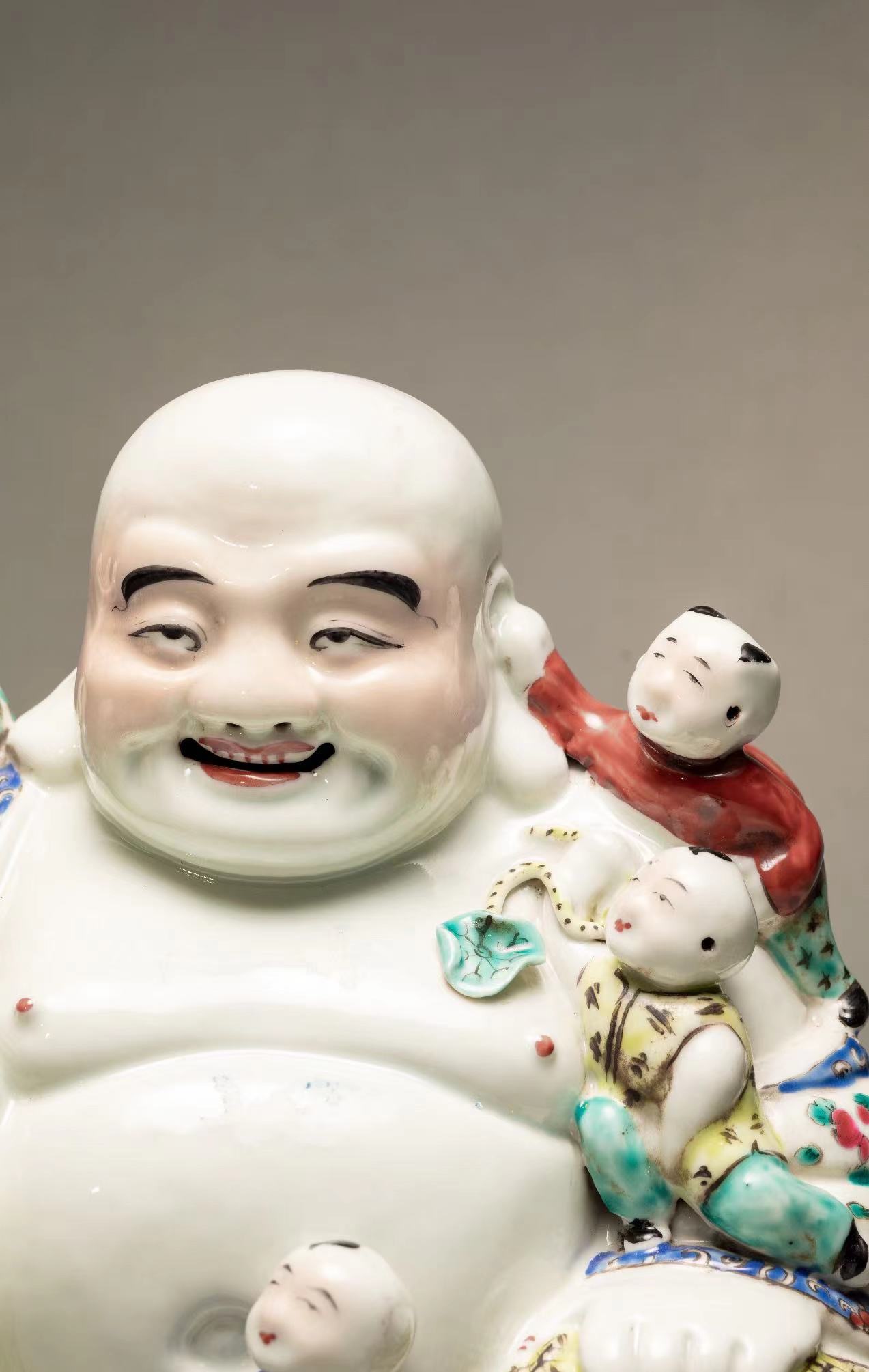 人気定番の 域鉴古玩】粉彩弥勒佛坐像，模糊，偏老鉴定结果_粉彩弥勒佛坐像 工芸品
