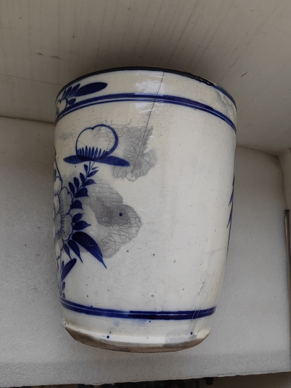 古玩陶瓷青花花鳥紋畫缸拍賣,當前價格680元
