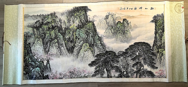 古玩字畫寫意小青綠山小真品鑒賞圖