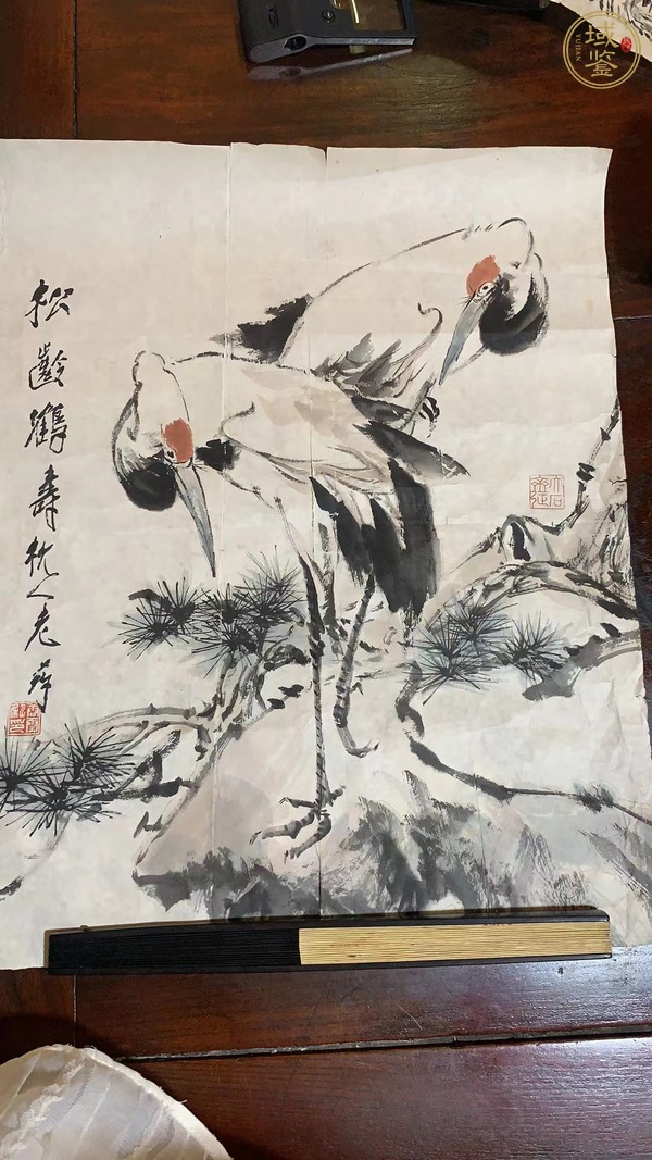 古玩字畫寫意松鶴圖真品鑒賞圖