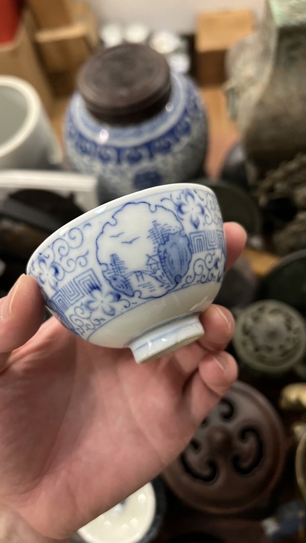 古玩陶瓷民國青花杯拍賣,當前價格299元