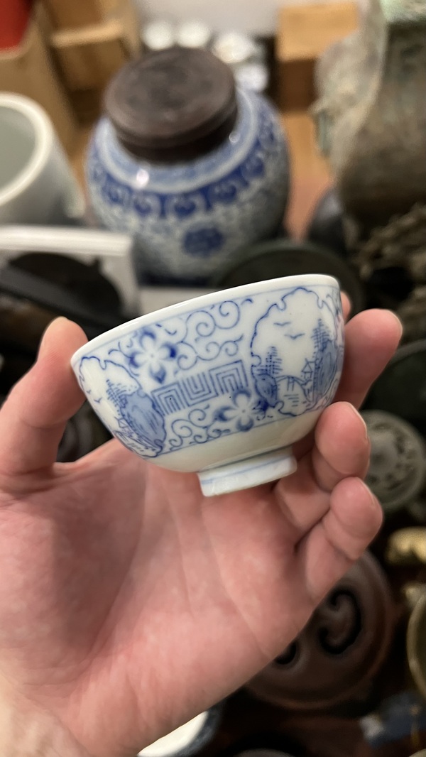 古玩陶瓷民國青花杯拍賣,當前價格299元
