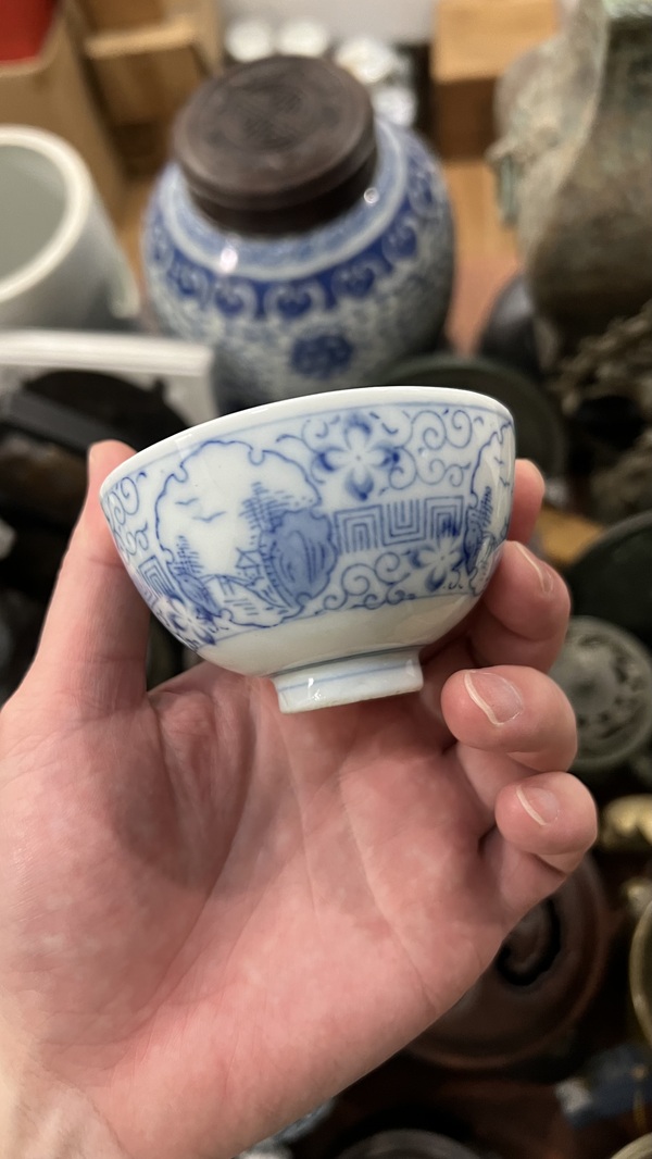 古玩陶瓷民國青花杯拍賣,當前價格299元