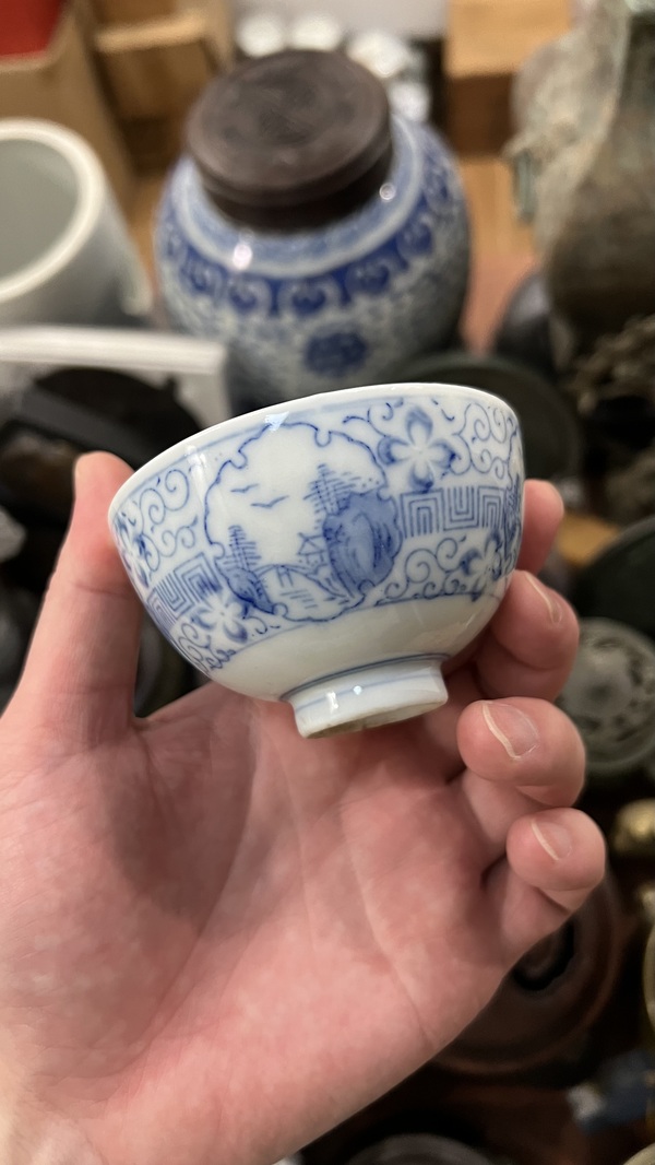 古玩陶瓷民國青花杯拍賣,當前價格299元