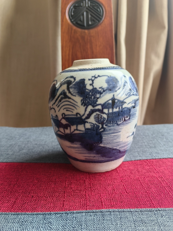 古玩陶瓷青花山水人物紋蓋罐拍賣,當前價格1600元