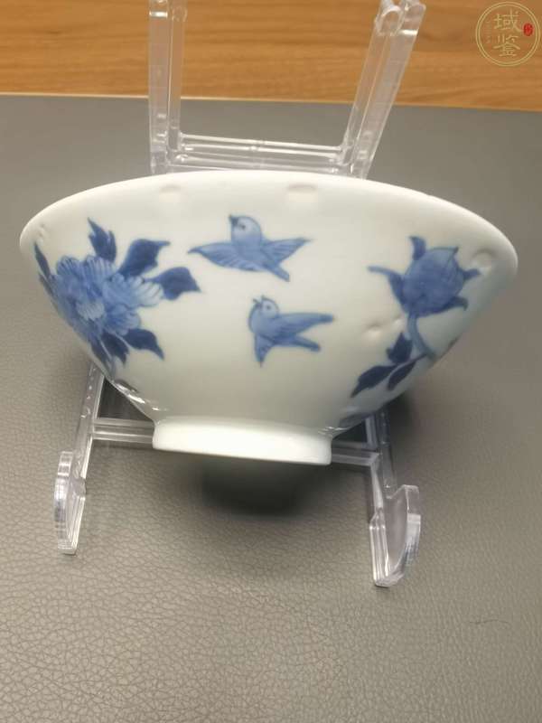 古玩陶瓷青花花鳥斗笠碗拍賣,當前價格198元