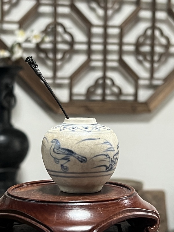 古玩陶瓷明代青花花鳥紋水盂拍賣，當(dāng)前價格5000元