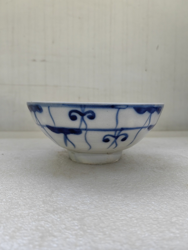 古玩陶瓷青花靈芝花卉紋茶碗拍賣,當(dāng)前價格260元