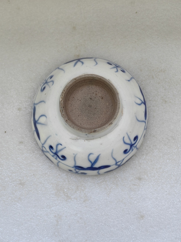 古玩陶瓷青花靈芝花卉紋茶碗拍賣,當(dāng)前價格260元