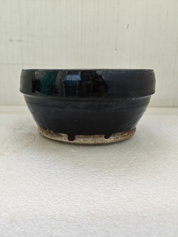古玩陶瓷磁州窯黑釉斂口盆拍賣,當前價格678元
